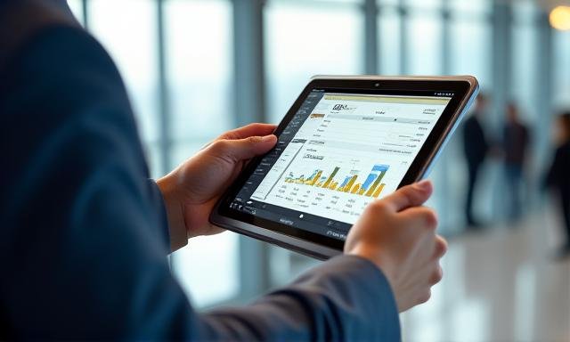 Modern digital banking interface on a tablet