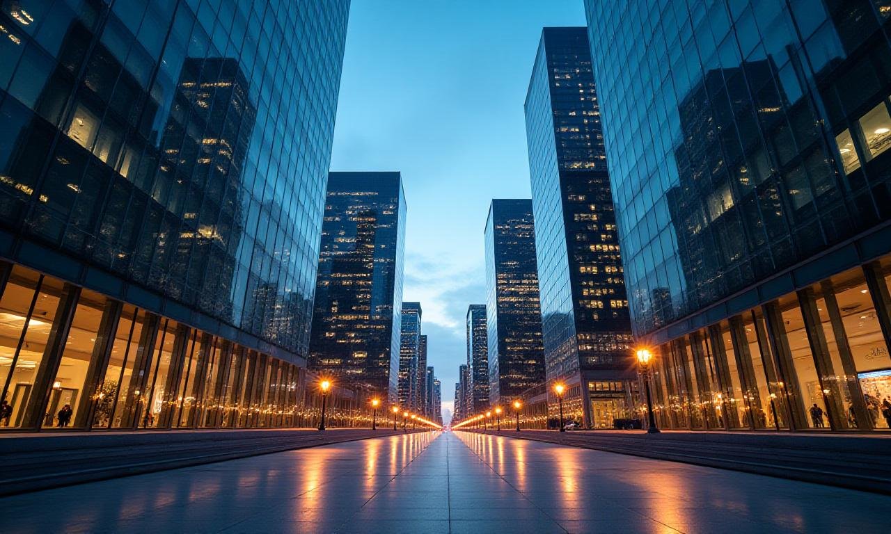 Global financial network and skyscraper representative of capital growth