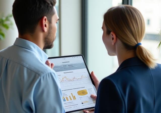 Financial advisor reviewing charts with a client